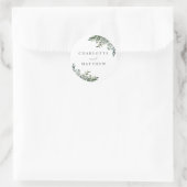 水彩緑結婚草封筒用シール ラウンドシール (バッグ)