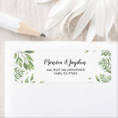 水彩緑結婚草差出人住所ラベル ラベル (インサイチュ)