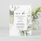 水彩緑色と金ゴールド結婚使用 招待状 (スタンド正面)