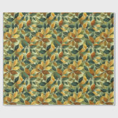 水彩緑色の黄色のオレンジ色の紅葉 ラッピングペーパー (フラット)