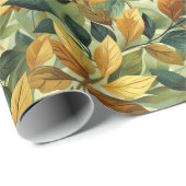 水彩緑色の黄色のオレンジ色の紅葉 ラッピングペーパー (ロールコーナー)