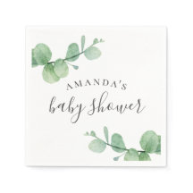 水彩緑色ユーカリ。緑の赤ちゃんシャワー