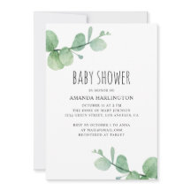 水彩緑色ユーカリ。緑の赤ちゃんシャワー