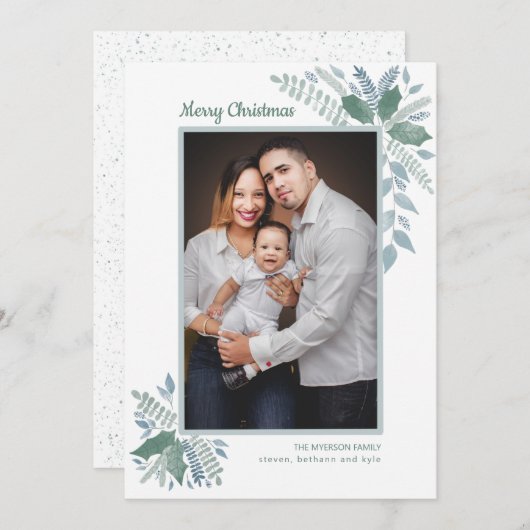 水彩緑色写真を制作 シーズンカード (正面/裏面)