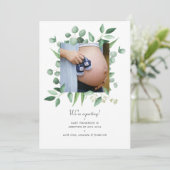 水彩緑色写真妊娠発表 案内状 (スタンド正面)