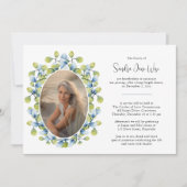 水彩緑色写真死亡告示及び葬儀 招待状 (正面)