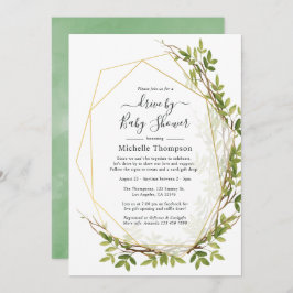 水彩緑色幾何学型シャワー駆動 招待状