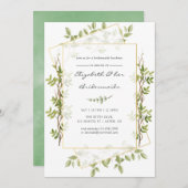 水彩緑色幾何学的ブリデスメイド昼食会 招待状 (正面/裏面)