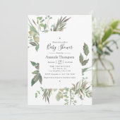 水彩緑色幾何学赤ちゃんシャワー 招待状 (スタンド正面)