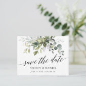 水彩緑色書記日時を保存 ポストカード (スタンド正面)