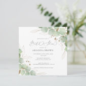 水彩緑色書道ブライダルシャワー 招待状 (スタンド正面)