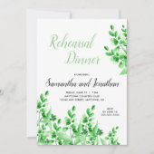 水彩緑色書道リハーサルディナー 招待状 (正面)
