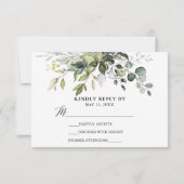 水彩緑色書道結婚の 出欠カード (裏面)