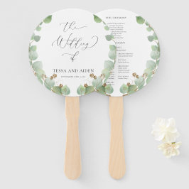 水彩緑色書道結婚式 プログラム ハンドファン