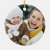 水彩緑色植物体2フォトクリスマス セラミックオーナメント (裏面)