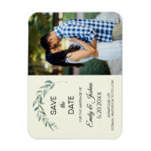 水彩緑色植物写真保存日 マグネット (縦)