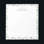 水彩緑色植物学葉品 ノートパッド<br><div class="desc">水の色Greenery Botanical葉のメモ帳この美しいメモ帳は緑を特徴とし、あなたの名前と仕事でパーソナライズすることができる。それは新しい仕事のための完璧な贈り物であり、友人のために、女性らしさ、優雅さと机の仕事を持っている誰でも。必要な調整を確認する。</div>