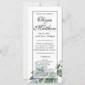 水彩緑色植物性結婚式 プログラム (正面)