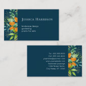 水彩緑色植物濃い青 名刺 (正面/裏面)