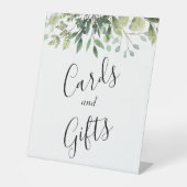 水彩緑色植物結婚式のギフト 台座サイン (正面)