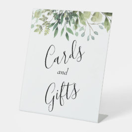 水彩緑色植物結婚式のギフト 台座サイン