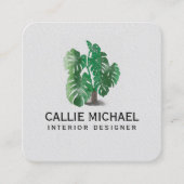 水彩緑色植物 スクエア名刺 (正面)