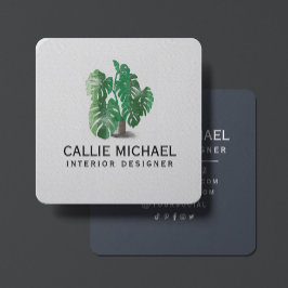 水彩緑色植物 スクエア名刺
