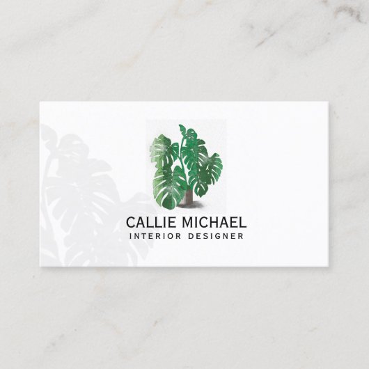 水彩緑色植物 名刺 (正面)