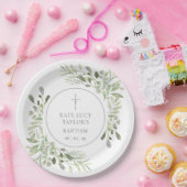 水彩緑色洗礼《キリスト教》洗礼式や命名式 ペーパープレート (パーティー)
