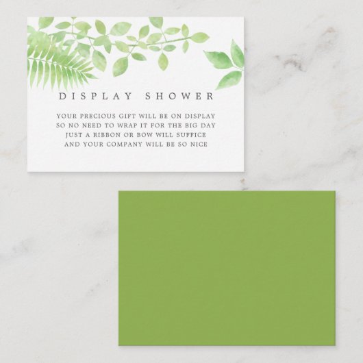 水彩緑色赤ちゃんシャワー表示シャワー エンクロージャーカード (正面/裏面)