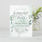 水彩緑花婚約パーティ 招待状 (スタンド正面)