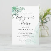 水彩緑花婚約パーティ 招待状 (スタンド正面)