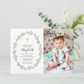 水彩緑葉のバプテスマ 招待状 (スタンド正面)