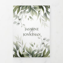 水彩緑葉の木の結婚葉