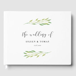 水彩緑葉の結婚 ゲストブック