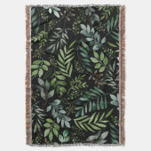 水彩緑葉の   スローブランケット (正面縦)