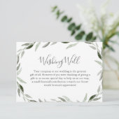 水彩緑葉リース結婚の願い井戸 エンクロージャーカード (スタンド正面)