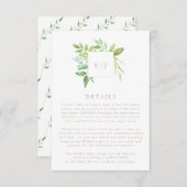 水彩緑葉リース結婚詳細 出欠カード (正面/裏面)
