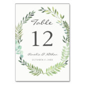 水彩緑葉リース表番号カード テーブルナンバー (裏面)