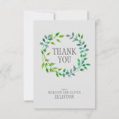 水彩緑葉リース |ありがとうございます サンキューカード (正面)