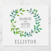 水彩緑葉リース | 結婚s ビールラベル (シングルラベル)