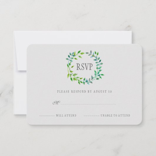 水彩緑葉リース | RSVP (正面)