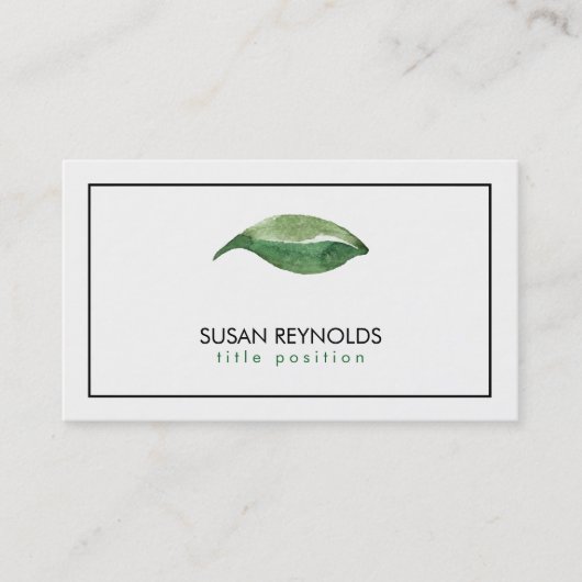 水彩緑葉ロゴ 名刺 (正面)