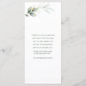 水彩緑葉十字洗礼メニュー メニュー (裏面)