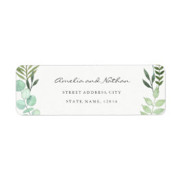 水彩緑葉差出人住所ラベル ラベル