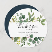 水彩緑葉春の結婚式 サンキューカード (正面/裏面)
