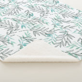 水彩緑葉植物樹葉林 シェルパブランケット (3/4)