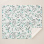 水彩緑葉植物樹葉林 シェルパブランケット (正面(横))