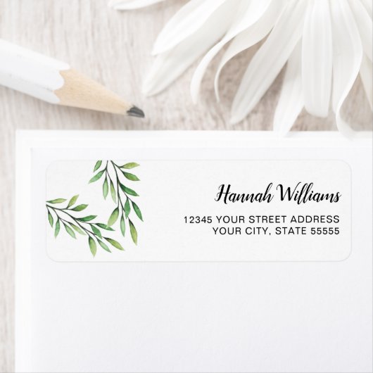 水彩緑葉色エレガント ラベル (インサイチュ)