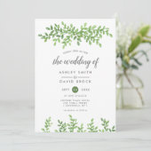 水彩緑葉色フローラモダン結婚s 招待状 (スタンド正面)